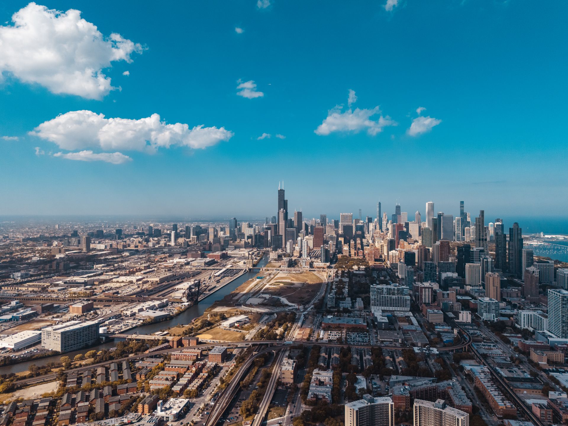 Chicago skyline viewed from above